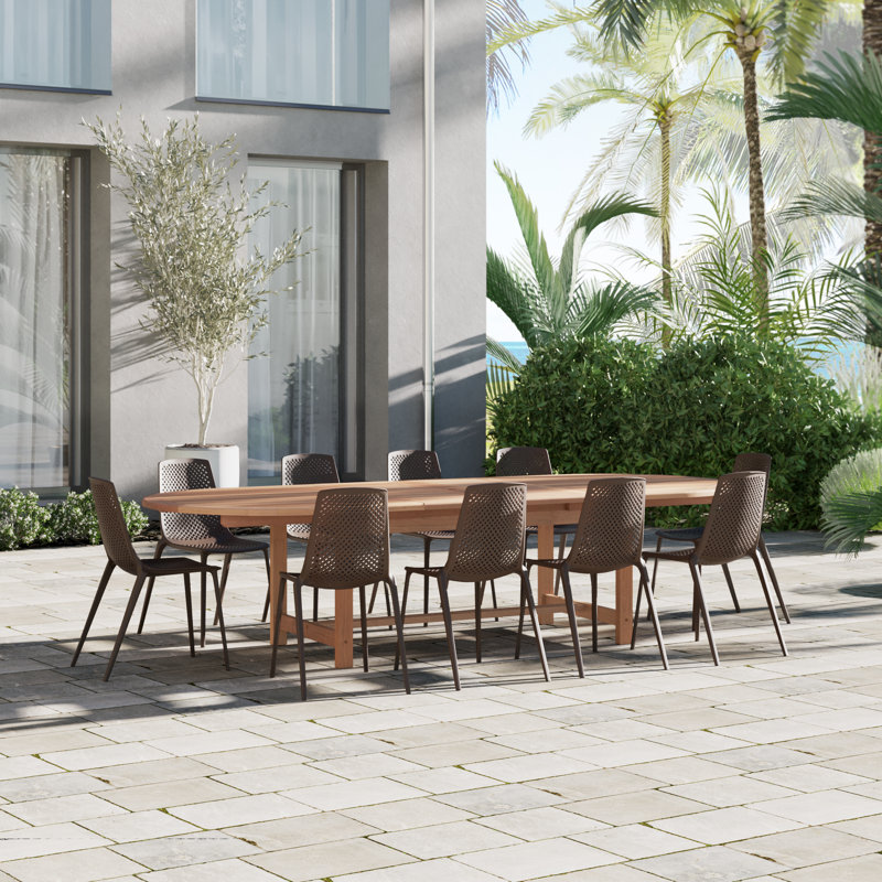 Lark Manor Anautica 10 Person Oval Extendable Outdoor Dining Set